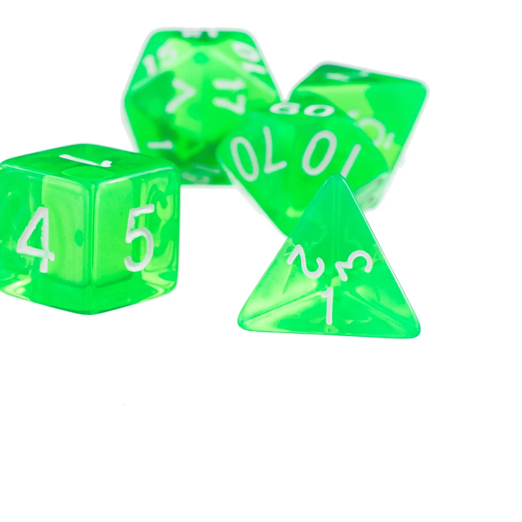 Набор зеленых игральных костей D4 D6 D8 D10 D12 D20 7 шт.|Кубики| |
