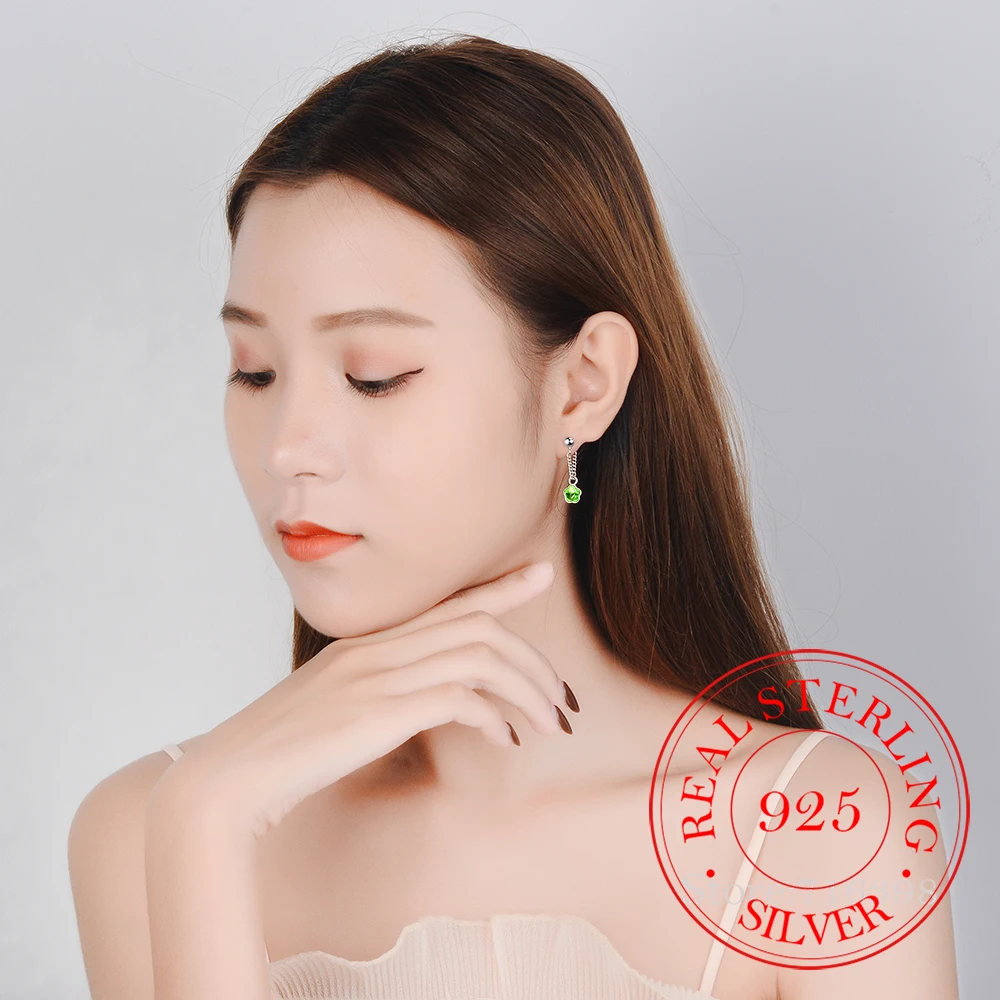 

Crystal Flower Statement Tassel Drop Earrings For Women 925 Sterling Silver Fasion Jewellery Accessories