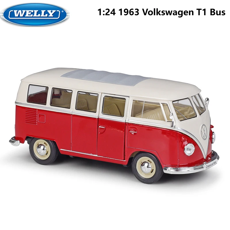 

Литая под давлением автомобиль WELLY 1:24, модель автомобиля Volkswagen T1 1963, Классическая модель автомобиля из металлического сплава, игрушечный автомобиль для детей, коллекция подарков