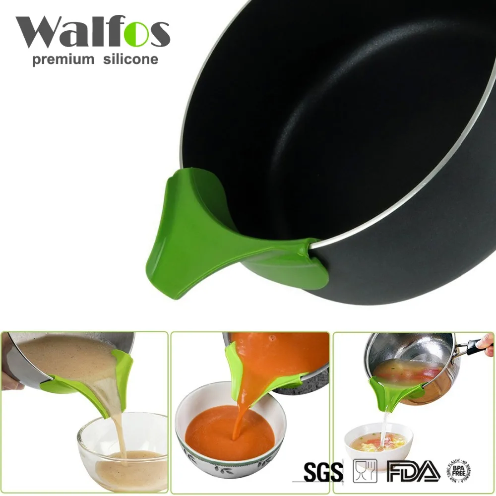 

WALFOS Silicone Soup Funnel Kitchen Gadget, Anti-Spill Edge Water Deflector Cookware Tool