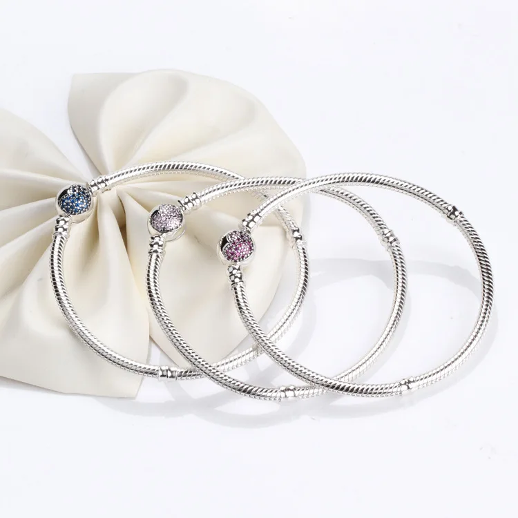 

Authentic 100% S925 Sterling Silver Fashion Heart-shaped Clasp Basic Bracelet for Christmas Gift