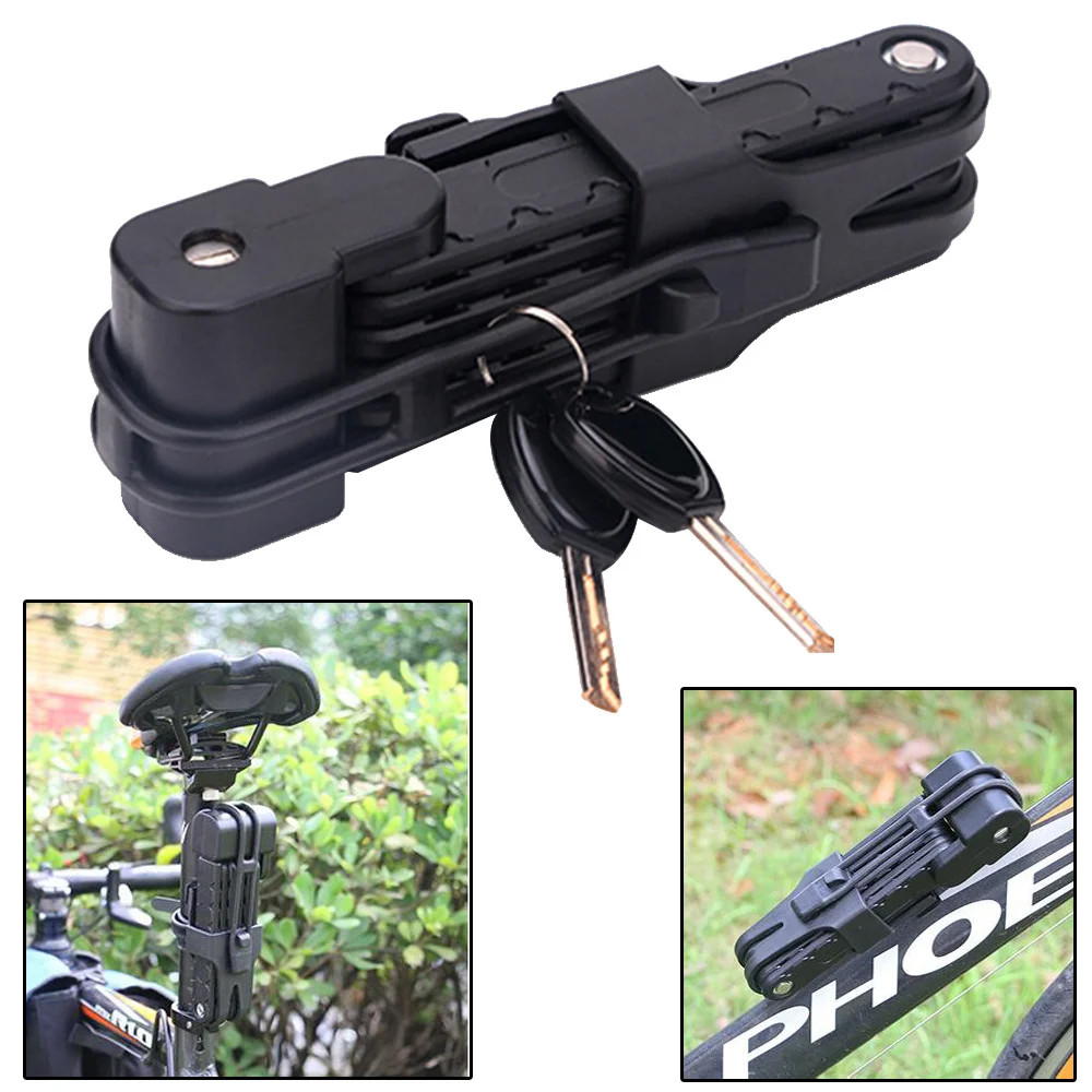 

Universal Folding Lock Steel Bike Lock Cable Lock Anti-Theft Riding Tool for MTB Road Bike (Black)