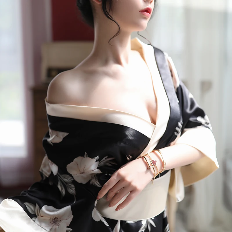 Сексуальное платье кимоно OMYSKY халат в японском стиле юката женский с цветочным