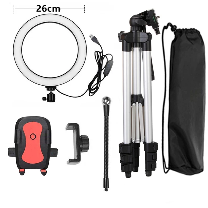26cm Tripod Светодиодный светильник, кольцо для селфи, штатив с ламповым кольцом, селфи для телефона, Youtube, светильник ing, фотография, камера, фото, держатель, оборудование - Цвет: 26cm Tripod