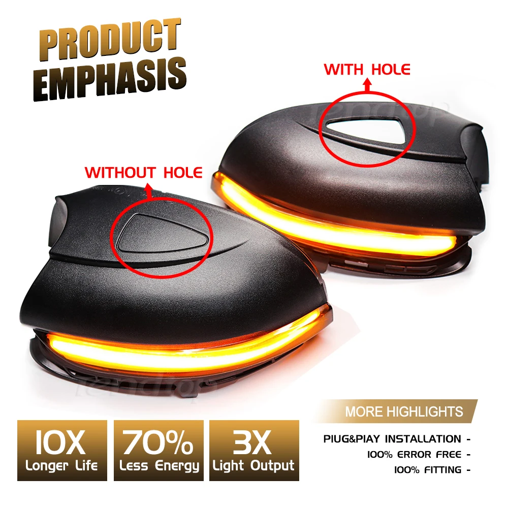 

For Volkswagen VW Golf 6 MK6 GTI R32 08-14 Dynamic LED Streamer Strip Turn Signal Side Light Sequential Blinker Repeater Lamp