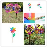 1pc 3d multicolor butterfly flower windmill colourful wind spinner and colorful rainbow flower kite wooden creative windmill toy