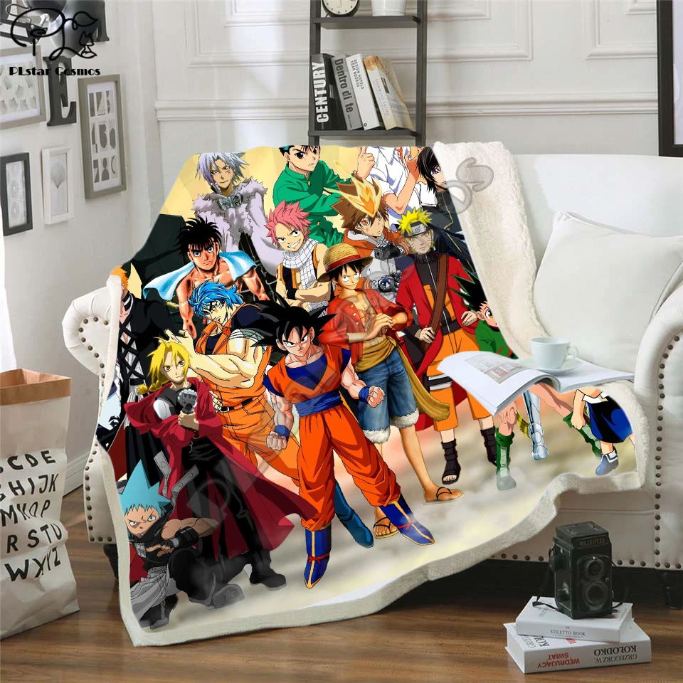 

Anime 3D Printed Sherpa Blanket Couch Quilt Cover Travel Bedding Outlet Velvet Plush Fleece Blanket Bedspread style13