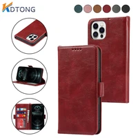 retro ultra thin flip wallet leather case for iphone 13 12 11 xs pro max mini x xr se 8 7 6s plus purse bracket shockproof cover