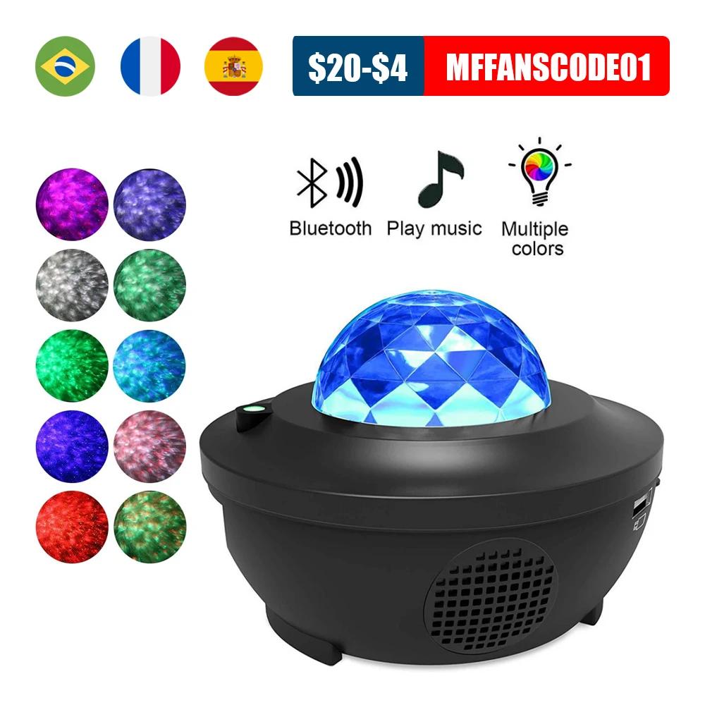 

Galaxy Star Night Light Projector Ocean Wave Projector Light With Music Bluetooth Speaker&Remote Control For Party&Decoration