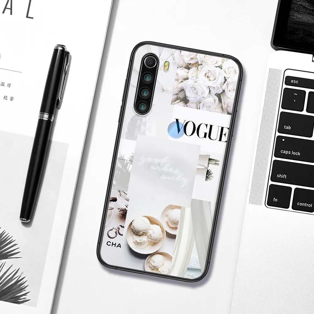 

VOGUE Lady's Girl Journey Hoesjes Phone Case Cover Hull For XIAOMI Redmi 8 9 9C Note 6 7 8 9 9S K20 K30 K40 Pro Plus black Coque