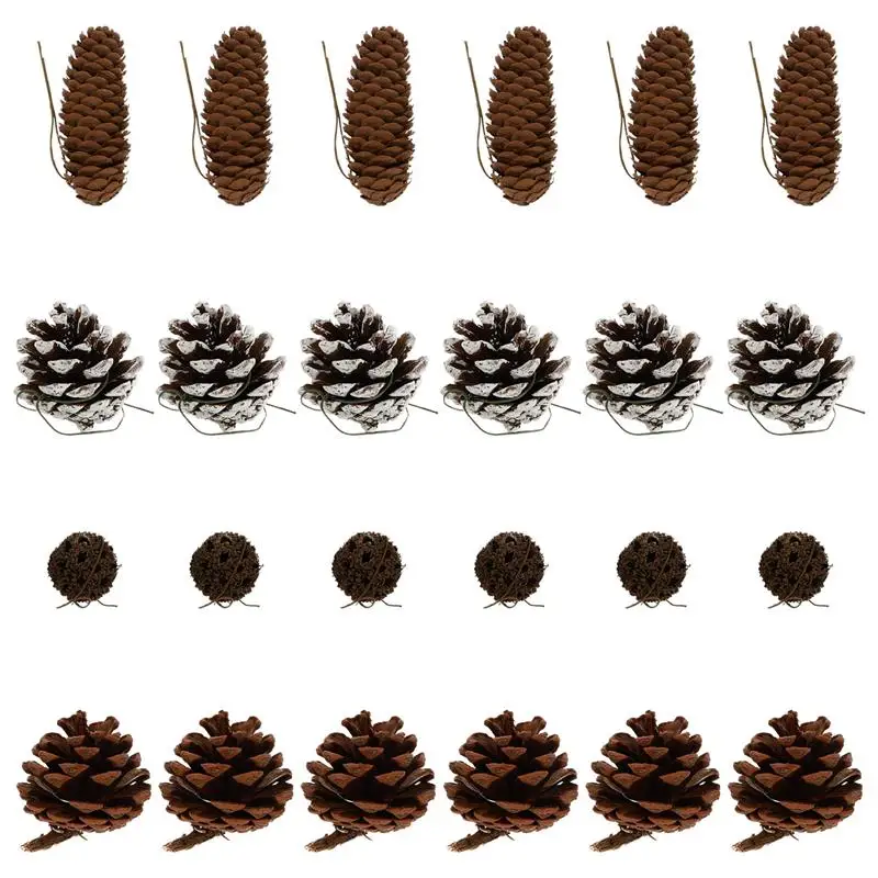 

24 шт., подвески из натуральных сосновых конусов