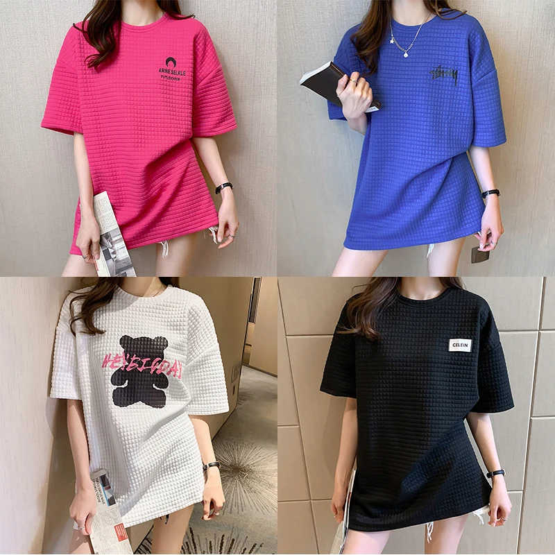 

8 Styles Thick High Quality Spring Summer T Shirt Women Short Sleeve Graphics T-shirt White Tees Shirt Harajuku Korean Female