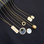 Cheny s925 новое ожерелье из стерлингового серебра с квадратным кулоном золотистая звезда Манг Женская круглая синяя цепочка из перламутра для свитера