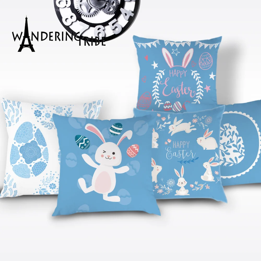 

Cartoon Rabbit Cushion Cover Cute Animal Pillow Cases New Easter Pattern Sofa Bed Home Decor Festival Easter Bunny Pillows Case