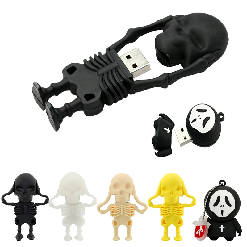 Skull/demon/ghost/Grim Reaper Flash Drive 32 Гб 64 ГБ 4 ГБ 16 8 256 ГБ Флешка мини флеш-накопитель USB2.0 реальная емкость cle usb подарок