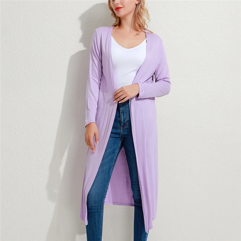 

Korean 2021 Women's Casual Long Modal Sweater Cardigan Soft Comfortable Strong Solid Free Size Loose Thin Cardigan