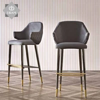 black bar counter stool home casual cafe furniture stainless steel base metal custom high bar chairs leather modern bar stools
