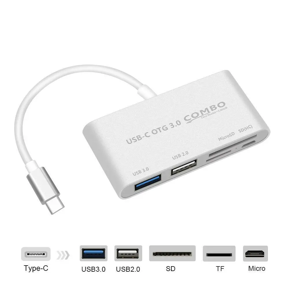 Chielecnal кабель Переходник USB C на мульти SD CF MicroSD карты для устройства чтения sd карт