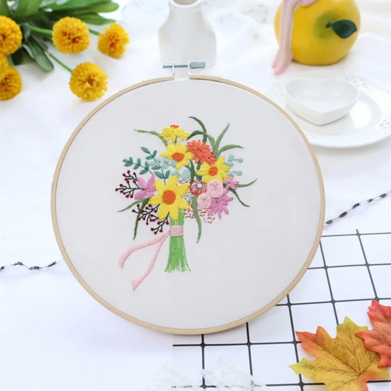Европа DIY лента цветы вышивка набор с рамкой для начинающих Рукоделие наборы крестиком серии принадлежности для шитья Декор - Цвет: 2-13