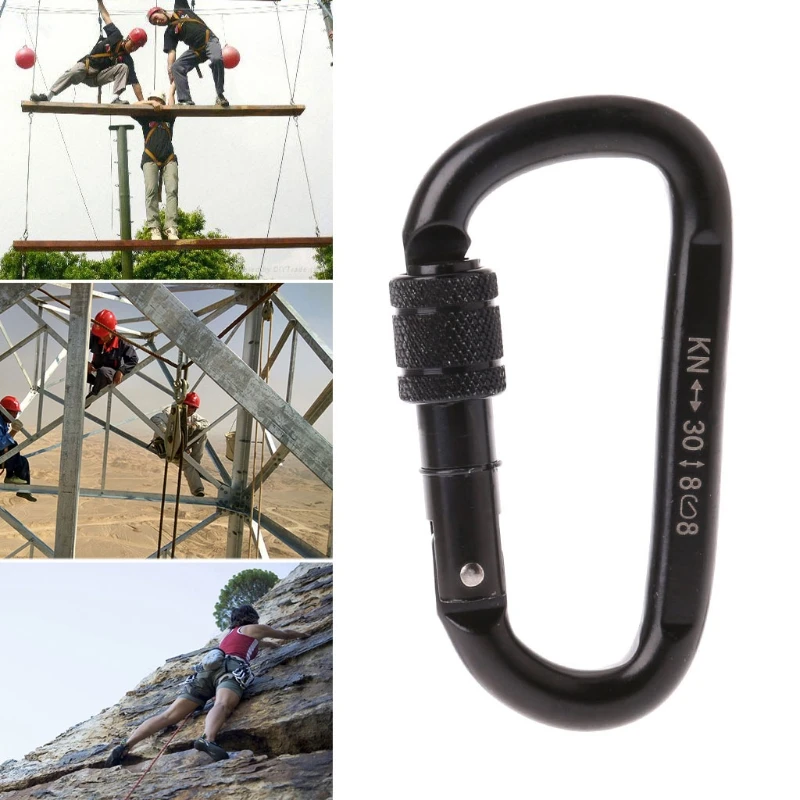 

30KN Professional Carabiner D Shape Lock Rock Climbing Equipment Safety Buckle Y4UB