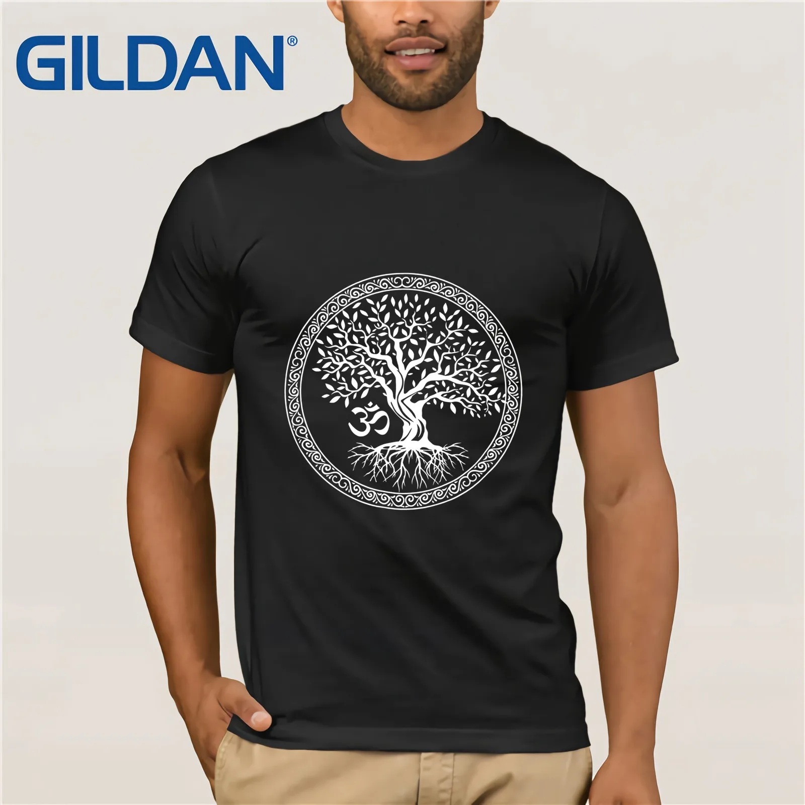 Мужская футболка с коротким рукавом Tree Of Life With Om символ йоги лето 2019 | одежда