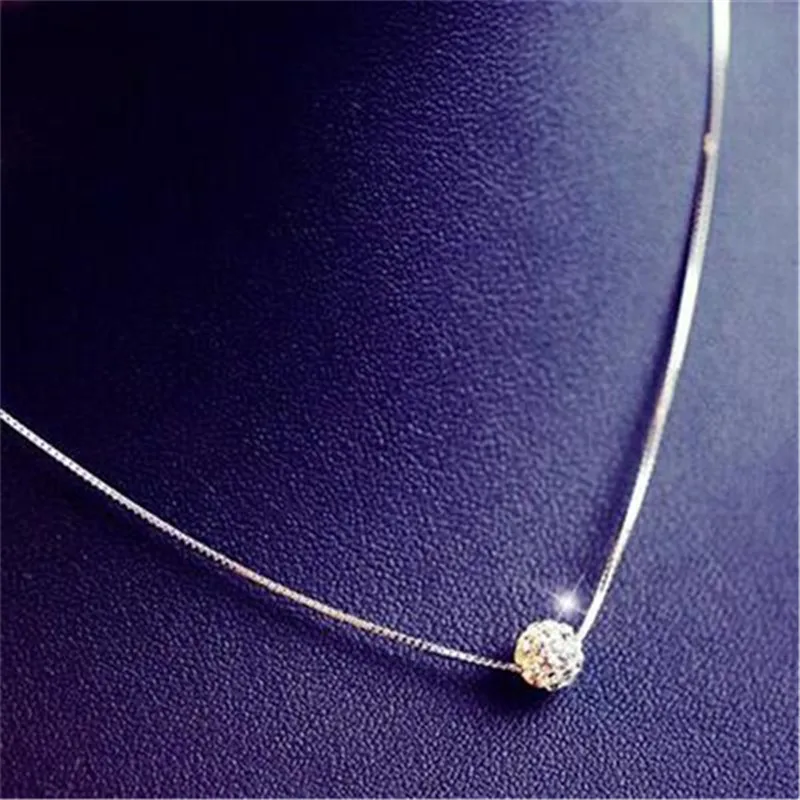 

FDLK Women Transparent Fishing Line Necklaces Pendants Crystal Ball Necklace Invisible Chain Choker Necklaces Collier Wholesale