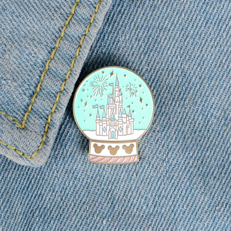 Cartoon Fairytale castle Enamel Pin Crystal ball Brooches Bag Clothes Lapel Pin Fun Badge Jewelry Gift for Girls Brosche Spille images - 6