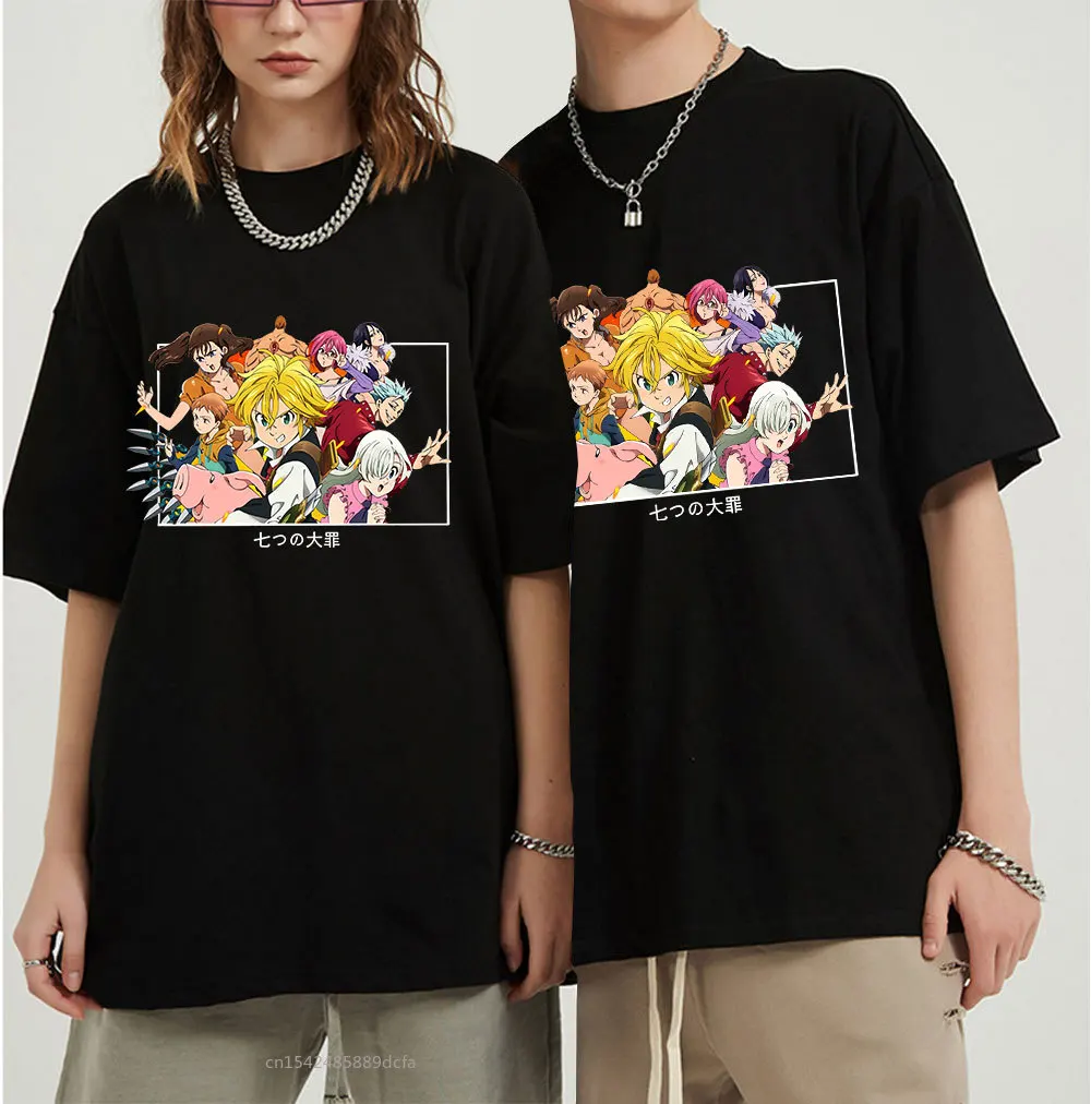 

Japanese Anime Seven Deadly Sins T Shirt Funny Summer Tops Cartoon Graphic Tees