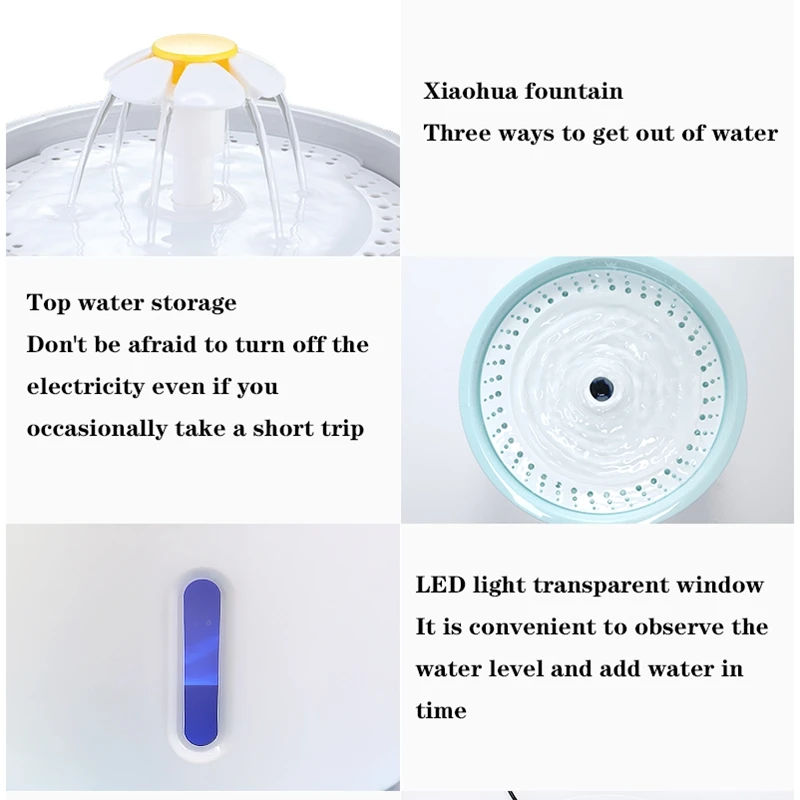 2.4L USB Автоматический фонтан воды кота светодиодный Электрический тихий поилка