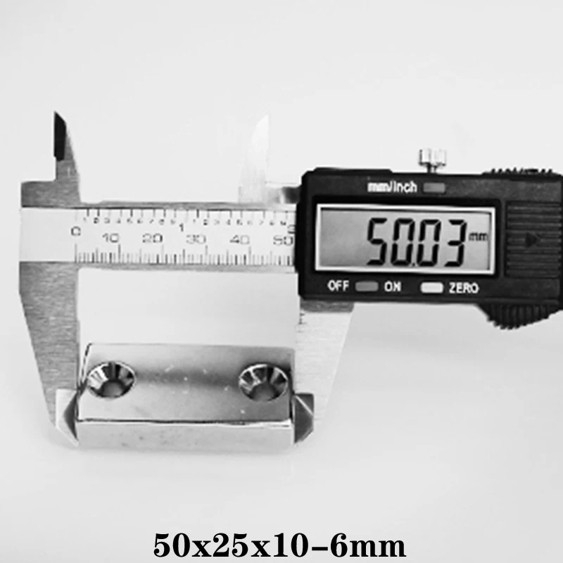 

1/2/3/5PCS 50x25x10-6 Big Block Magnets 2 holes 6mm Strip Neodymium Magnet 50x25x10 Strong Permanent NdFeB Magnetic 50*25*10