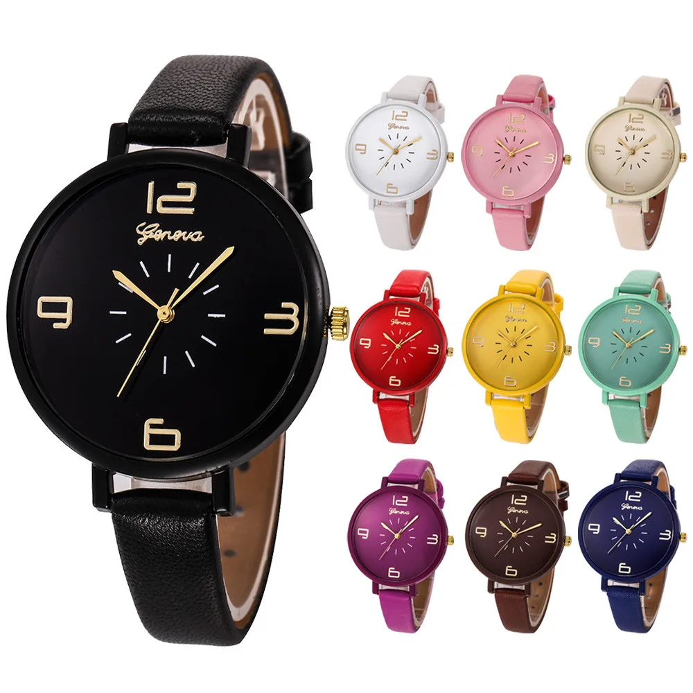 

New Fashion Simple Women Watches Casual Checkers Faux Leather Quartz Analog Wrist Watch High Quality Wristwatch Gift For Female