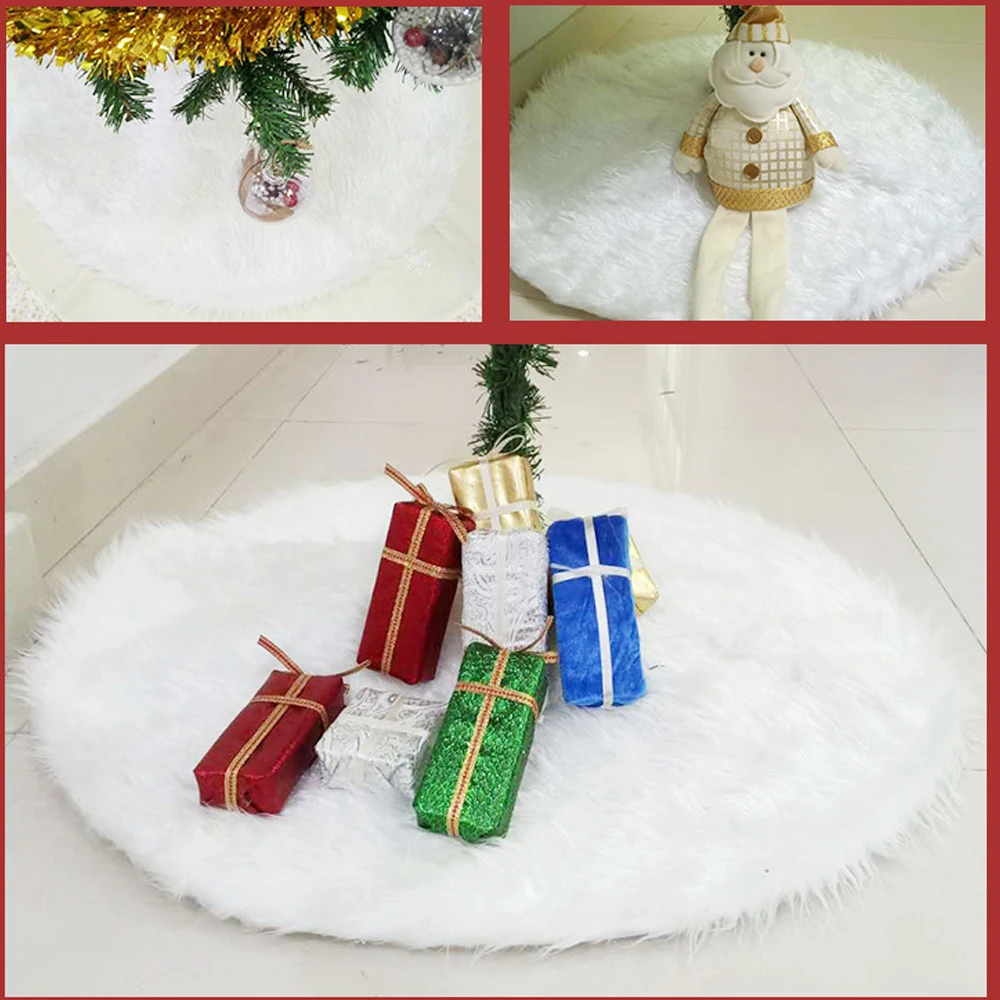 Новогоднее рождественское чистый белый плюшевые круглый коврик под