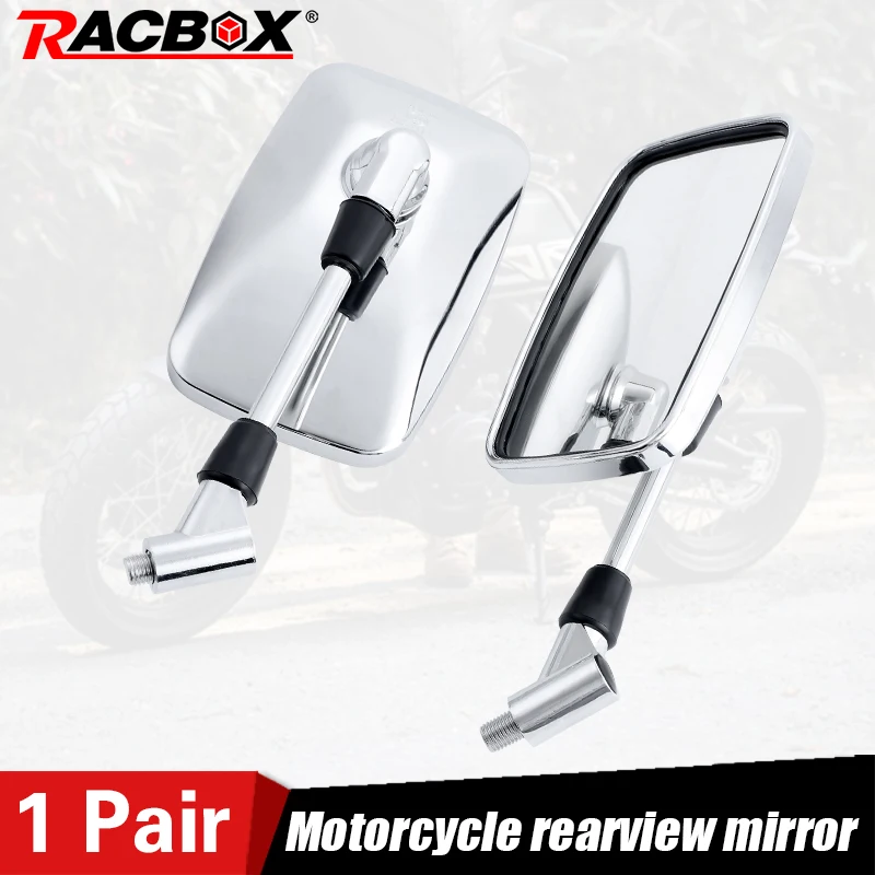 10mm Motorcycle Handlebar Rearview Mirror Chrome rectangle mirror for ATV Dirt Bike Scooter Moped Accessories | Автомобили и