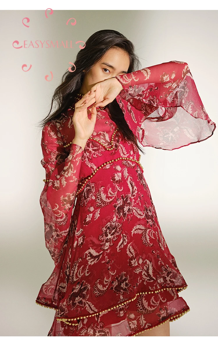 Женское платье с лимонами EASYSMALL красное праздничное размера плюс для