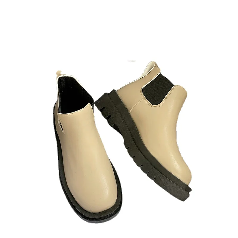 

Женские короткие ботинки, Осенние новые женские модные ботинки на толстой подошве для свиданий