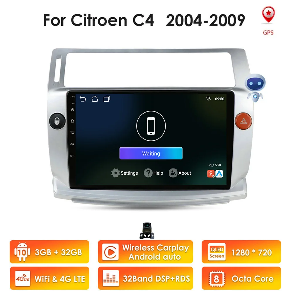 

AI Voice 3G+32G Android 10 Car Radio for Citroen C4 C-Triomphe C-Quatre 2004-2009 auto stereo player car accessory 4G multimedia