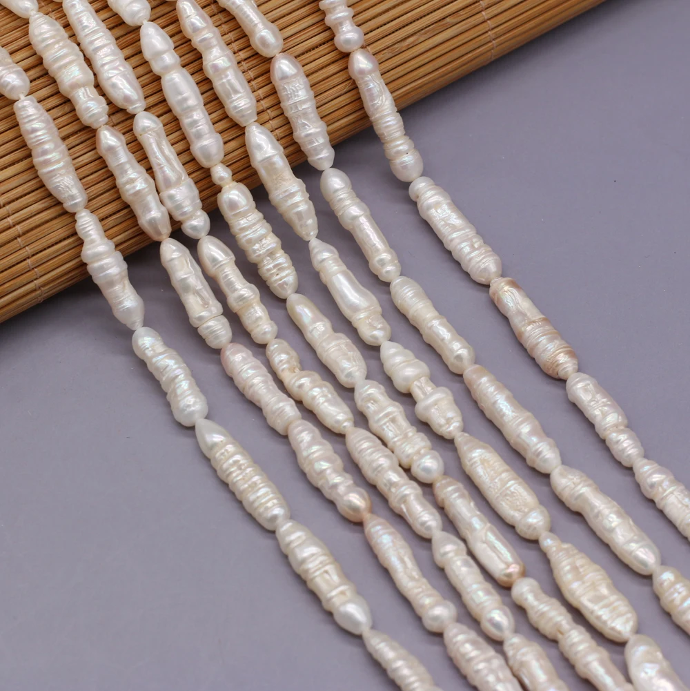 Hot Sale Natural Freshwater Long White Pearl Isolation Beads For Jewelry Making Bracelet Necklace Accessory Size 6x20-7x25mm