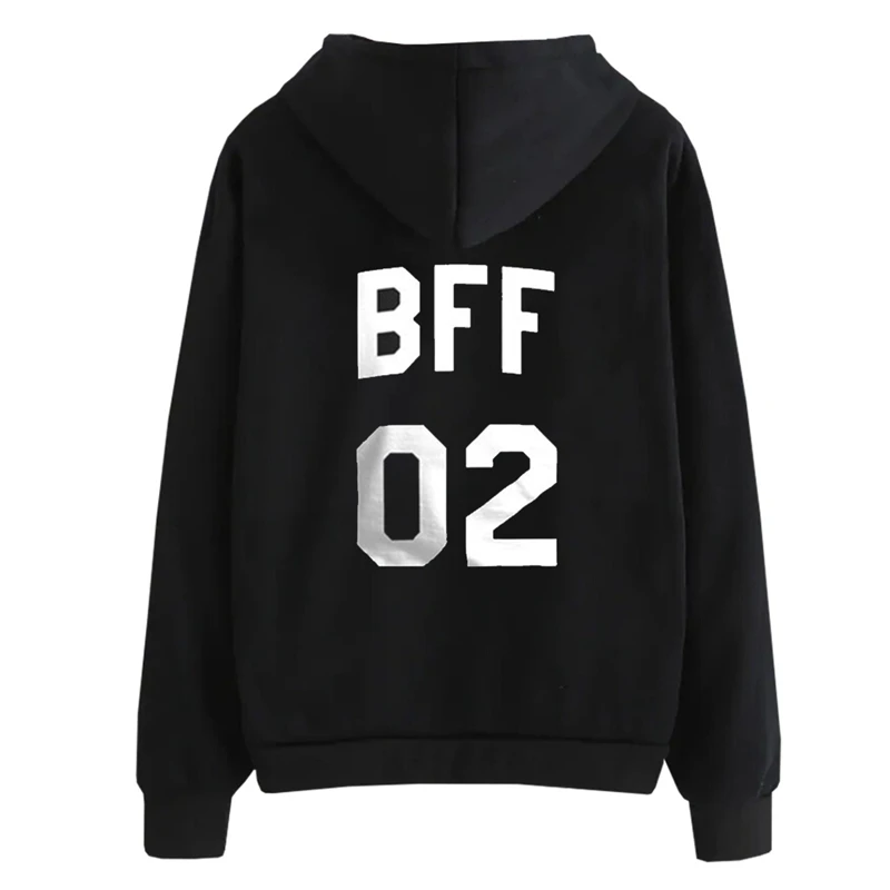 Bff 01 02 толстовка с буквенным принтом лучший друг Толстовка для женщин с длинным рукавом Толстовка с капюшоном Harajuku пуловер