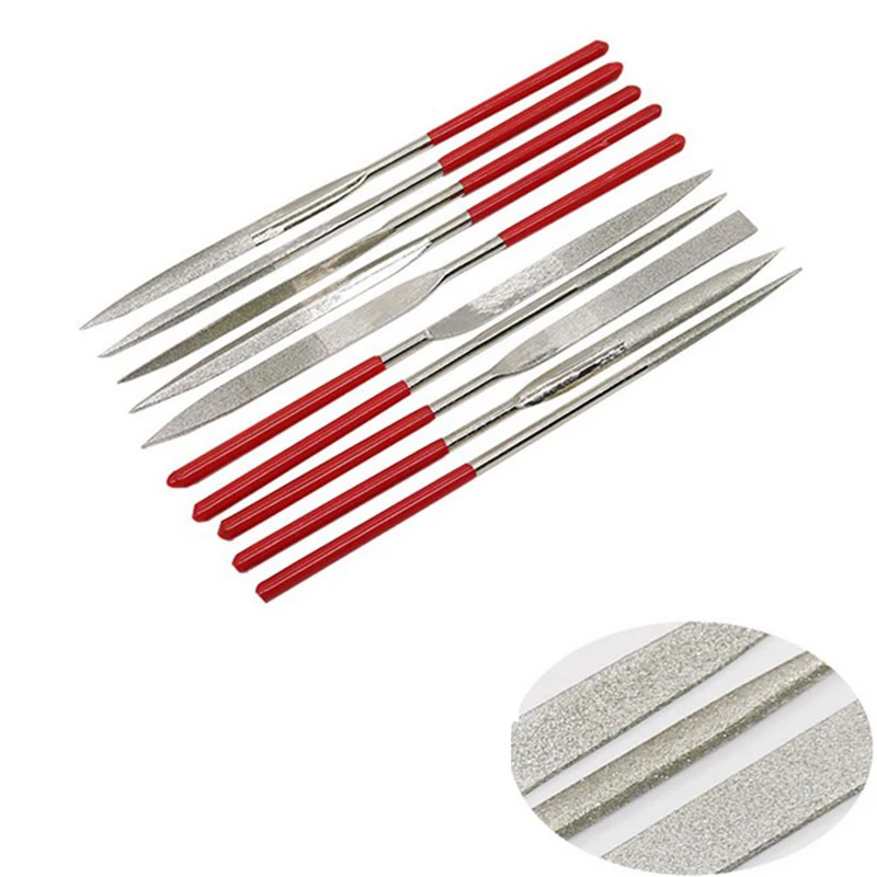 

10pcs Diamond Mini Needle File Set Handy Tools Ceramic Crafts DIY Wood Rasp File Needle Jewelry Polishing Carving Diamond File