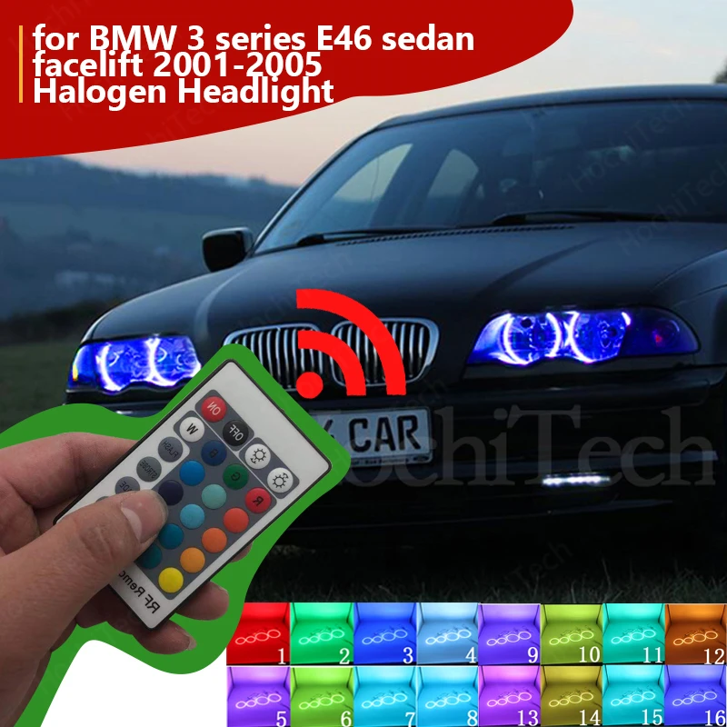 Engel Augen Tuning RGB LED Halo DRL Auto Lichter Zubehör Retrofit für BMW 3 serie E46 limousine facelift 2001-05 Halogen Scheinwerfer