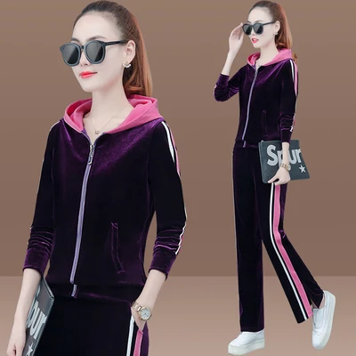 

Женский спортивный костюм с капюшоном, повседневный яркий костюм из двух предметов с длинным рукавом, весна 2020