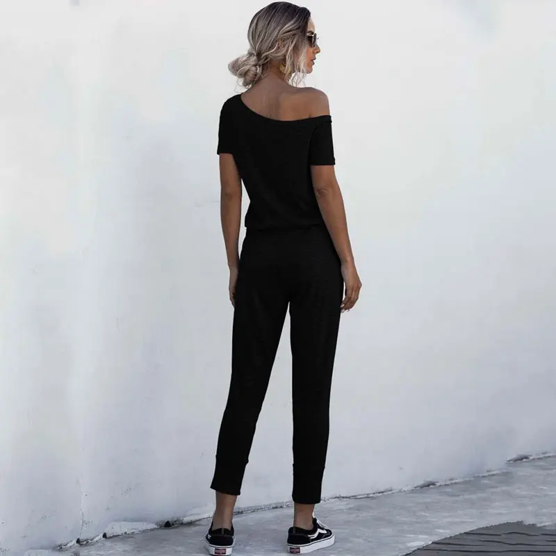 Комбинезон женский на одно плечо Элегантный слитный черный комбинезон одежда