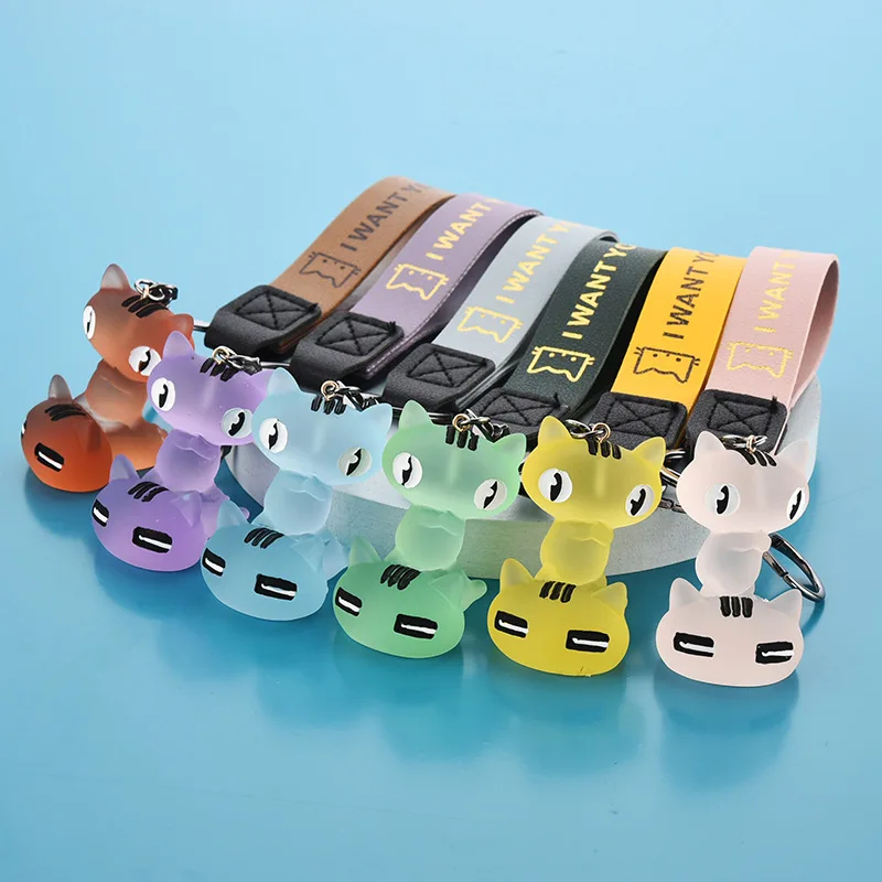 

New Korean Lovely Transparent Cat Doll Key Rings Student Bag Pendant Key Chain Fashion Men Women Birthday Gift Keychains
