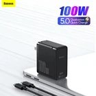 Зарядное устройство Baseus 100 Вт GaN USB C Quick Charge 4,0 QC 3,0 Type C PD, быстрое зарядное устройство для Samsung, Xiaomi, Macbook, ноутбуков, телефонов