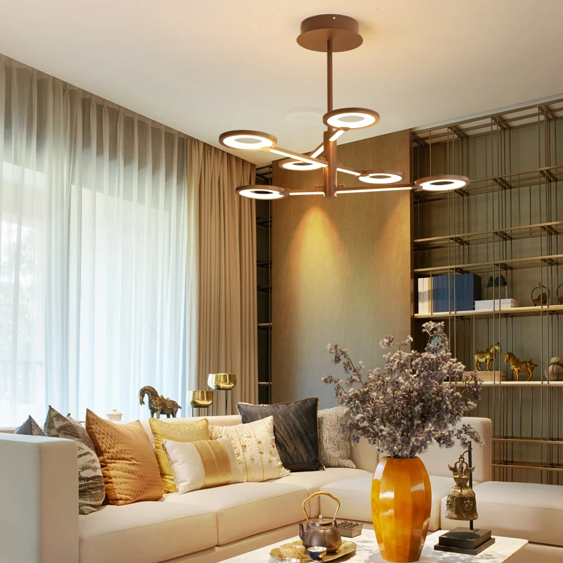 Подвесная лампа с кофейным покрытием новый современный светильник для столовой