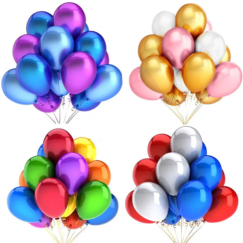 

10pcs 12inch Glossy Metal Pearl Latex Balloons Thick Chrome Metallic Colors Helium Air Balls Globos Birthday Party Decorations