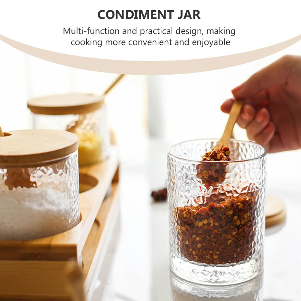 

1 Set Glass Spice Jar Set Seasoning Pots Salt Sugar Pepper Storage Jars Set