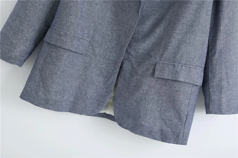 

Elegant women solid grey blazer 2020 office ladies pocket jackets casual female v-neck suits girls chic blazer cardigan