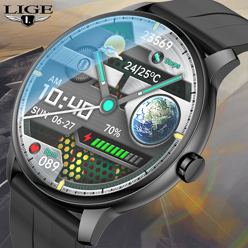 Смарт-часы Lige для мужчин и женщин водонепроницаемые спортивные с Bluetooth
