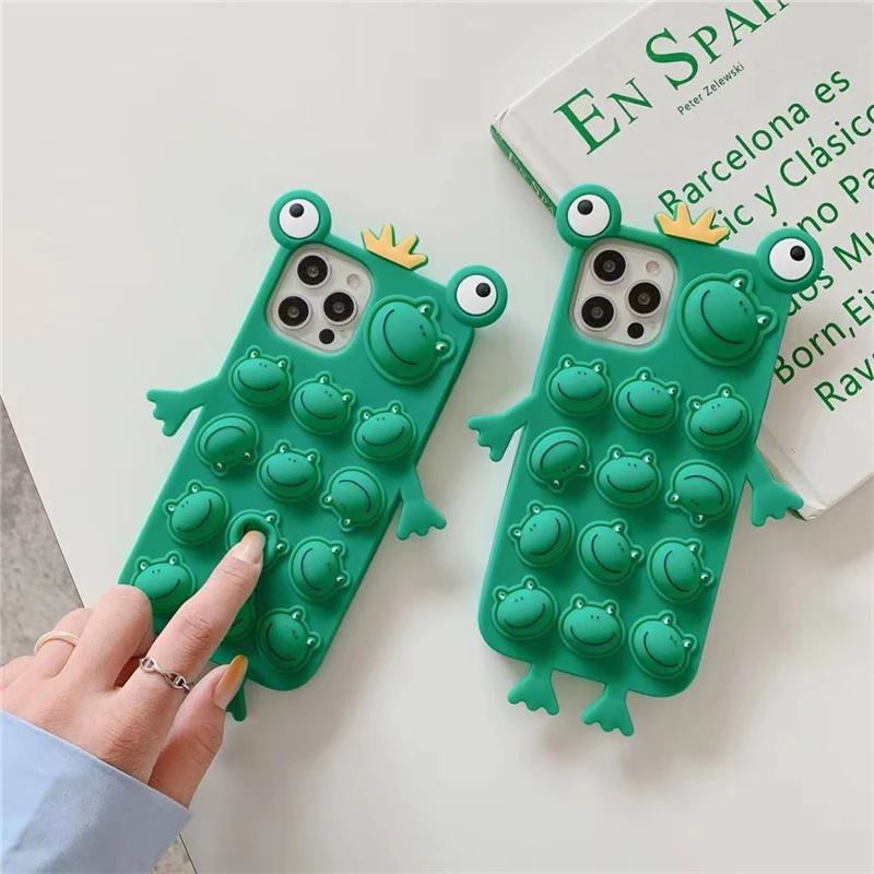 

Japan Cute 3D Cartoon Frog Prince Phone Case for IPhone 11 12 13 Pro XS Max Mini X XR 6 7 8 Plus Bear Soft Silicone Back Cover